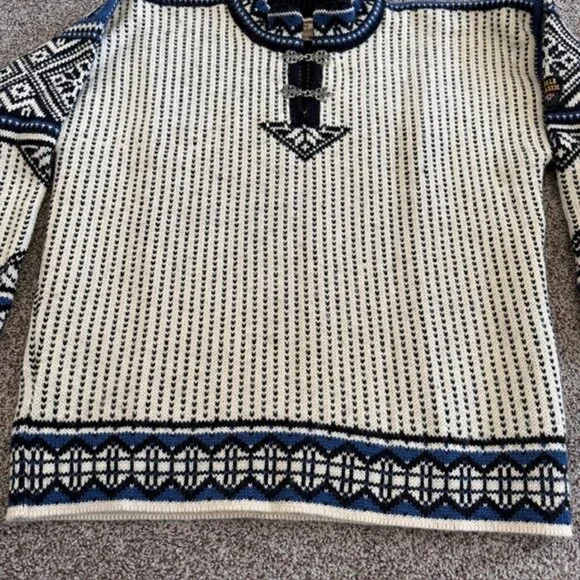 Vintage Dale of Norway Wool Sweater Norwegian Pullover Sweater Ivory Medium - Picture 3 of 16